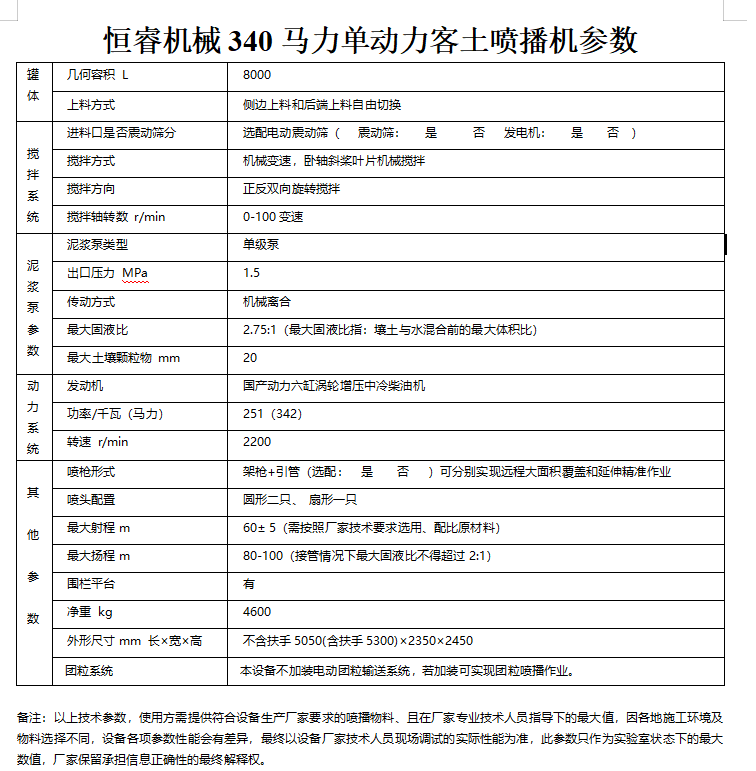 340馬力單動(dòng)力客土噴播機(jī)